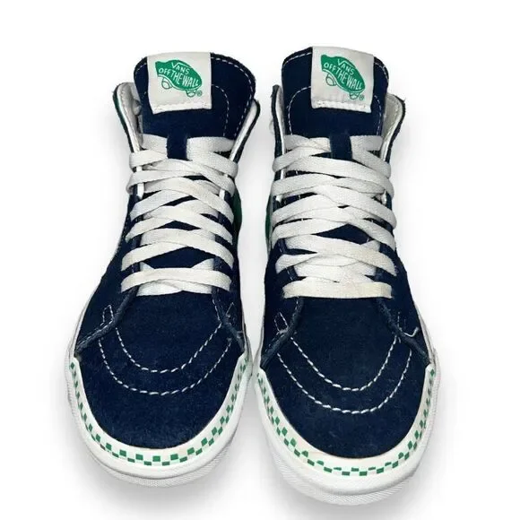 Vans Sk8-Hi Skate Shoes Navy Suede / Aqua Canvas / White Women's 5 - Picture 3 of 11